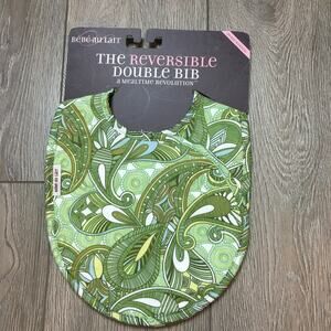 New Bebe Au Lait The Reversible Double Bib Magnetic Paisley Green